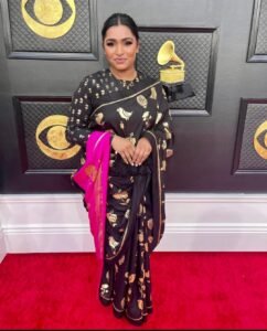 Read more about the article Maryanne J. George flaunts a House of Masaba sari at the Grammy Awards